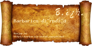 Barbarics Árpád névjegykártya