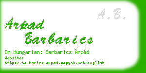 arpad barbarics business card