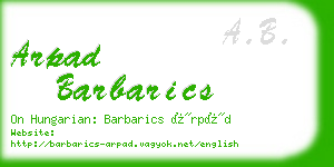 arpad barbarics business card